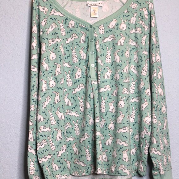 Women's Long Sleeve Soft Bunny Rabbit Cozy Pajama Set 2XL XXL - Picture 2 of 11